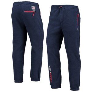 Polo Ralph Lauren Olympic 2022 Team USA Sherpa Jogger Navy Blue Pants LARGE